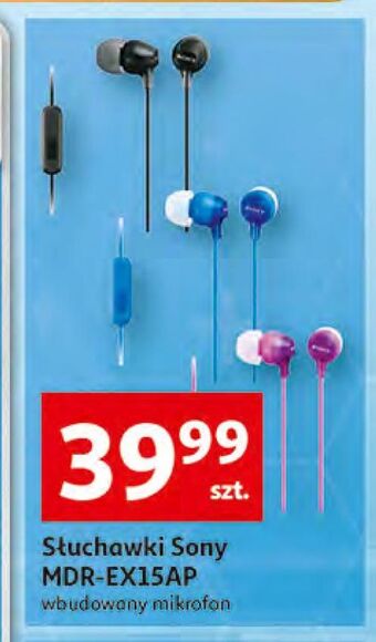 Auchan Słuchawki mdr-ex15ap (czarne) sony oferta