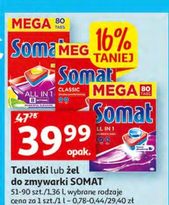Auchan Tabletki do zmywarek lemon & lime somat all in 1 oferta