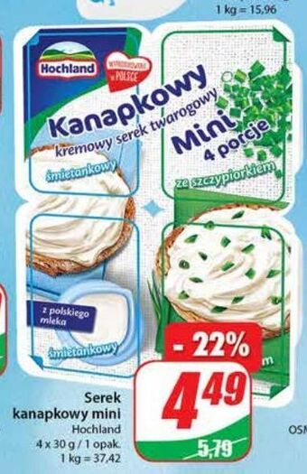 Dino Serek śmietankowy + serek ze szczypiorkiem hochland kanapkowy mini oferta