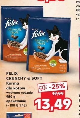 Kaufland Karma dla kota wołowina i kurczak z warzywami purina felix crunchy soft oferta