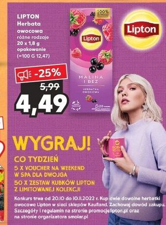 Kaufland Herbata malina i bez lipton oferta