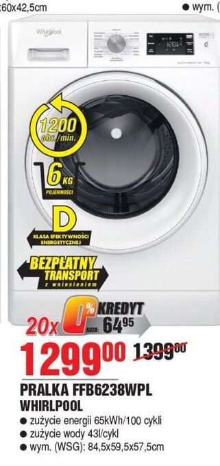 E.Leclerc Pralka ffb 6238 wpl whirlpool oferta