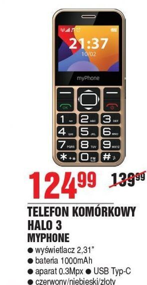 E.Leclerc Telefon komórkowy halo3 złoty myphone oferta