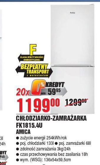 E.Leclerc Chłodziarko-zamrażarka do zabudowy fk1815.4u amica oferta