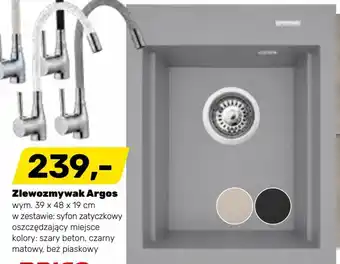 Bricomarche Zlewozmywak Argos wymiary: 39 x 48 x 19 cm, w zestawie: syfon zatyczkowy oszczędzający miejsce oferta