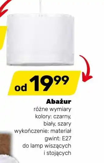 Bricomarche Abażur różne wymiary, kolory: czarny, biały, szary, wykończenia: materiał, gwint: E27 do lamp wiszących i stojących oferta