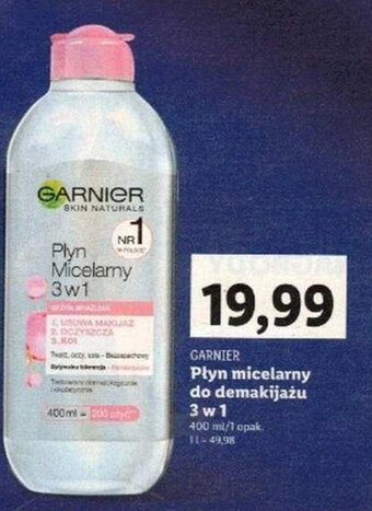Lidl Garnier płyn micelarny do demakijażu 3w1 400ml oferta