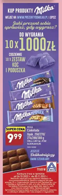ALDI Czekolada mleczna milka alpenmilch oferta