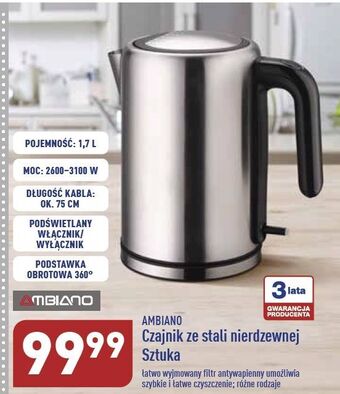ALDI Czajnik elektryczny 1.7 l ambiano oferta