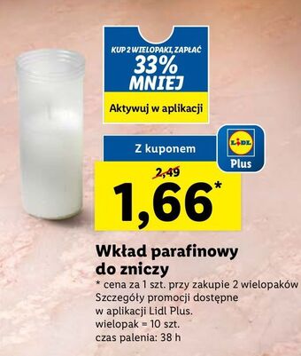 Lidl Wkład parafinowy 38 h oferta