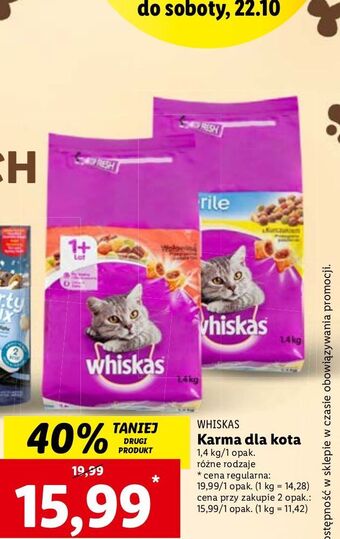 Lidl Karma dla kota z kurczakiem whiskas oferta