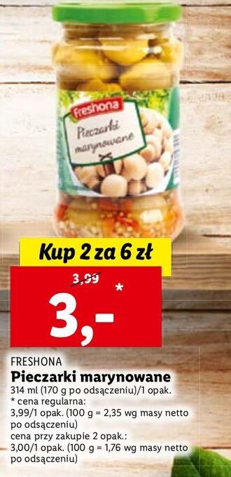Lidl Pieczarki marynowane freshona oferta