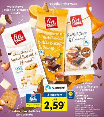 Lidl Czekolada mleczna z chrupkami i solonym karmelem fin carre oferta