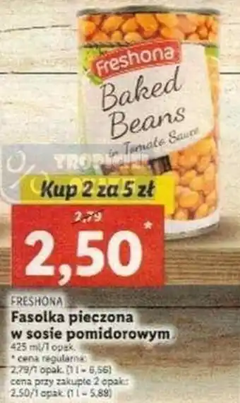 Lidl freshona fasolka pieczona w sosie pomidorowym 425ml oferta