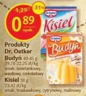 Delikatesy Centrum Dr. Oetker Budyń 40-45 g, śmietankowy, waniliowy, czekoladowy lub Kisiel 38 g, truskawkowy, cytrynowy, malinowy oferta