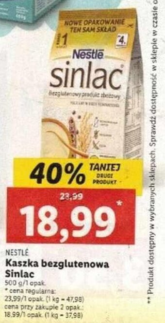 Lidl nestle kaszka bezglutenowa sinlac 500g oferta