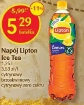 Delikatesy Centrum Lipton Napój Ice Tea 1,25 L cytrynowy, brzoskwiniowy, cytrynowy zero cukry oferta