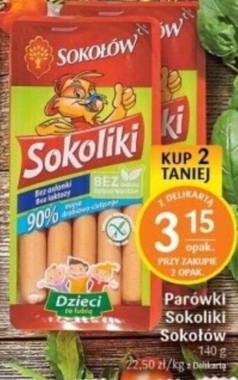 Delikatesy Centrum Sokołów Parówki Sokoliki 140 g oferta