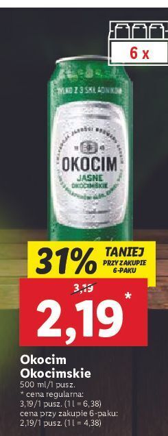 Lidl Piwo okocim jasne okocimskie oferta