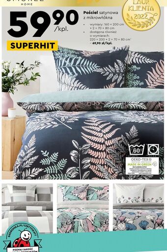 Biedronka Pościel satynowa 160 x 200 cm 2x 70 80 smukee home oferta