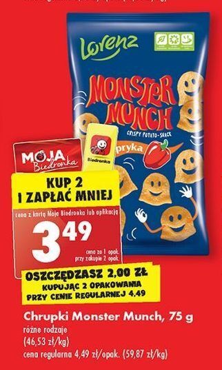 Biedronka Chrupki paprykowe lorenz monster munch oferta