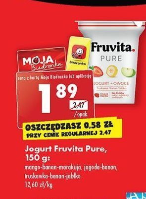 Biedronka Jogurt truskawka-banan-jabłko fruvita pure oferta