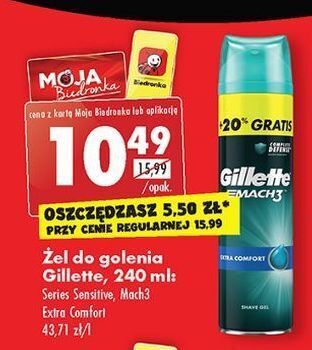 Biedronka Żel do golenia extra comfort gillette mach3 oferta