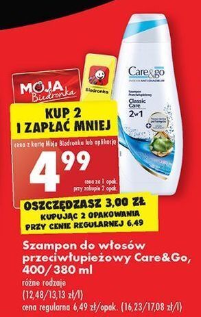 Biedronka Szampon przeciwłupieżowy 2 w 1 classic care&go oferta