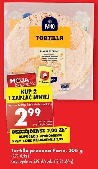 Biedronka Tortilla pszenna wraps pano oferta