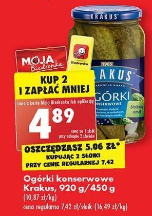 Biedronka Ogórki konserwowe krakus maspex oferta