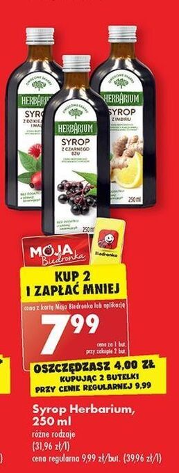 Biedronka Syrop z imbiru herbarium oferta