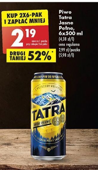 Biedronka Piwo tatra jasne pełne oferta