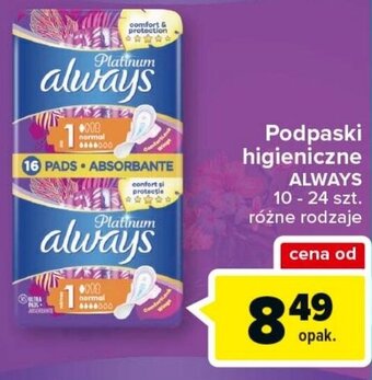Carrefour always podpaski higieniczne 10-24szt. oferta