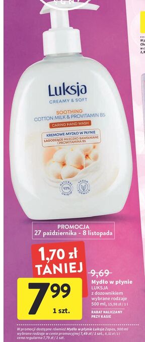 Intermarche Mydło w płynie cotton milk & provitamin b5 luksja creamy oferta