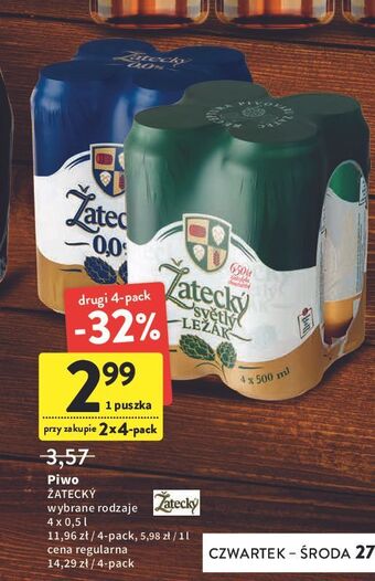 Intermarche Piwo zatecky svetly lezak oferta