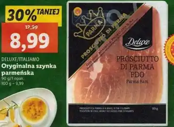 Lidl Deluxe/Italiamo, oryginalna szynka parmeńska, 90g/1opak., 100g=9,99 oferta