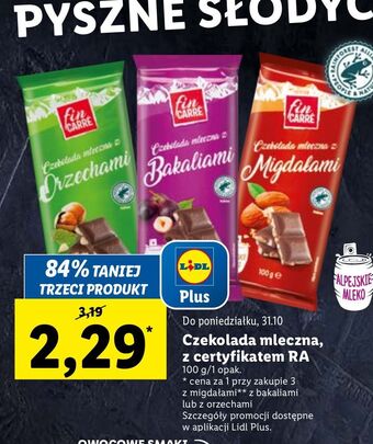 Lidl Czekolada mleczna z siekanymi migdałami fin carre oferta