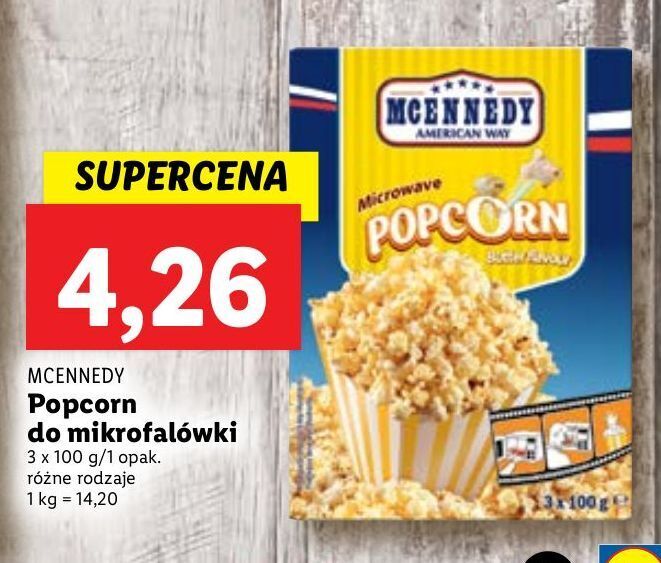 Promocja Popcorn do mikrofalówki maślany mcennedy w Lidl