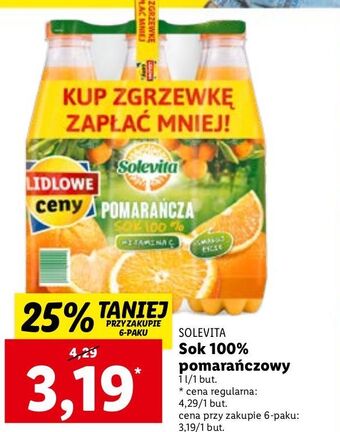 Lidl Sok pomarańczowy 100% solevita oferta
