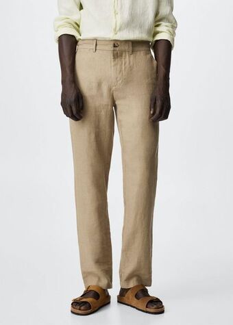 MANGO Spodnie lniane slim fit oferta