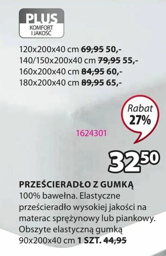 JYSK Prześcieradło z gumką oferta