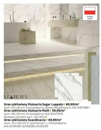 Gres szkliwiony Statuario Matt