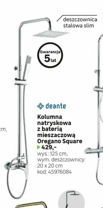 Leroy Merlin Kolumna natryskowa z baterią mieszaczową Oregano Square oferta