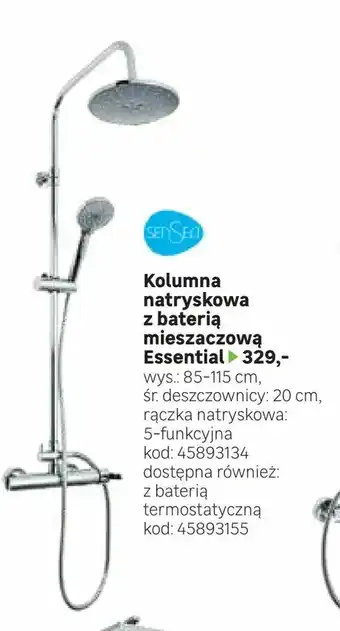 Leroy Merlin Kolumna natryskowa z baterią mieszaczową Essential oferta