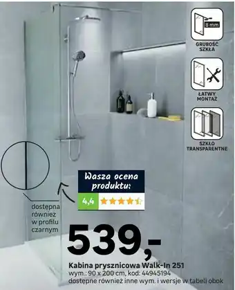Leroy Merlin Kabina prysznicowa Walk-In 251 oferta