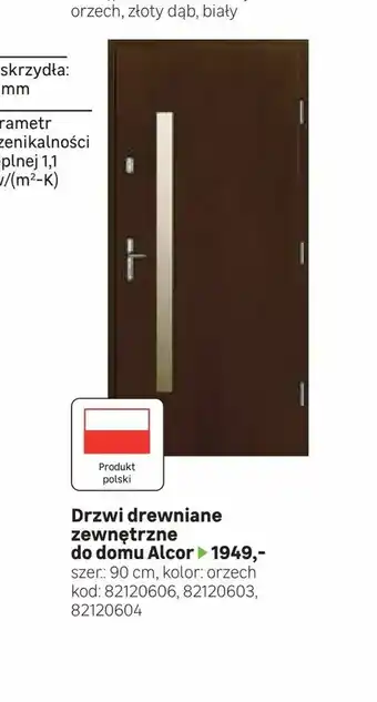 Leroy Merlin Drzwi drewniane zewnętrzne do domu Alcor oferta
