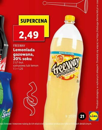 Lidl Lemoniada gazowana, 20% soku oferta