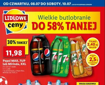 Lidl Pepsi MAX, 7UP lub Mirinda, XXL oferta