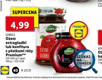 Lidl Dżem extragładki lub konfitura z płatkami róży Premium oferta