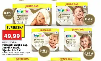 Lidl Pieluszki Jumbo Bag, 3 midi, 4 maxi, 5 junior lub 6 XL oferta